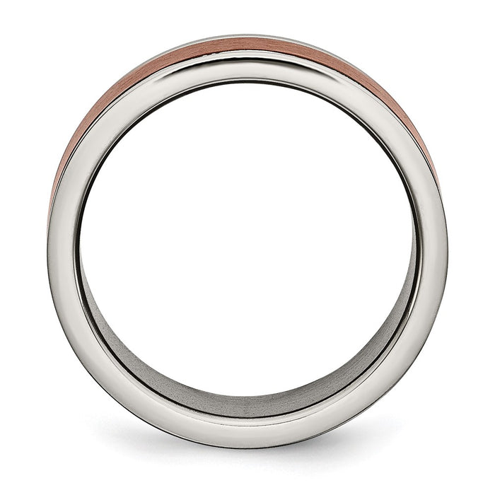 Exclusive 8mm Titanium Chisel Band - Grooved Edge, Brushed Center, Stylish Brown IP Plating-2