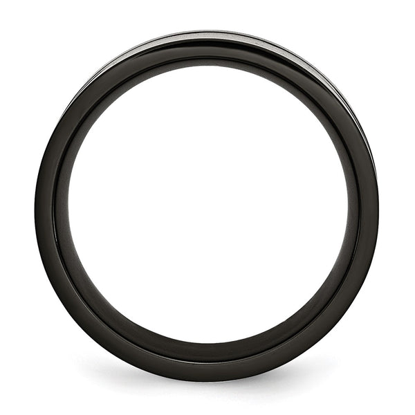 9mm Chisel Titanium Band - Polished Black IP Carbon Fiber Inlay