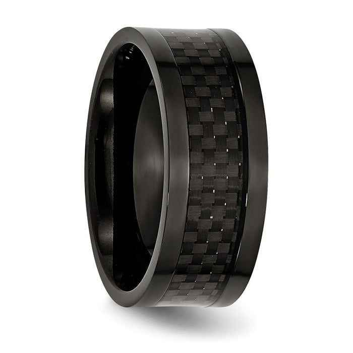 Exclusive 9mm Titanium Band - Polished Black IP & Carbon Fiber Inlay, Stylish Design-4