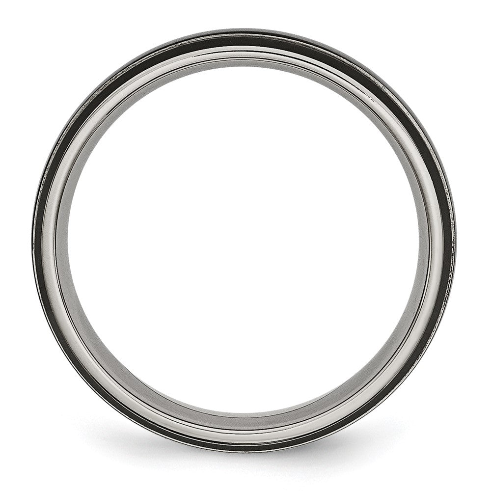 Buy Stylish 6mm Grooved Band in Polished Black IP-Plated Titanium - Luxury Design