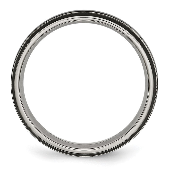 Buy Stylish 6mm Grooved Band in Polished Black IP-Plated Titanium - Luxury Design-2