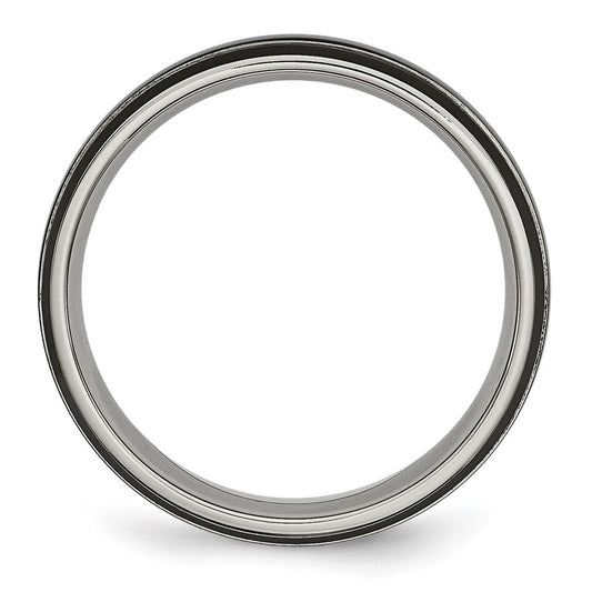 Buy Exclusive 6mm Grooved Band - Polished Black IP-Plated Titanium, Stylish Value