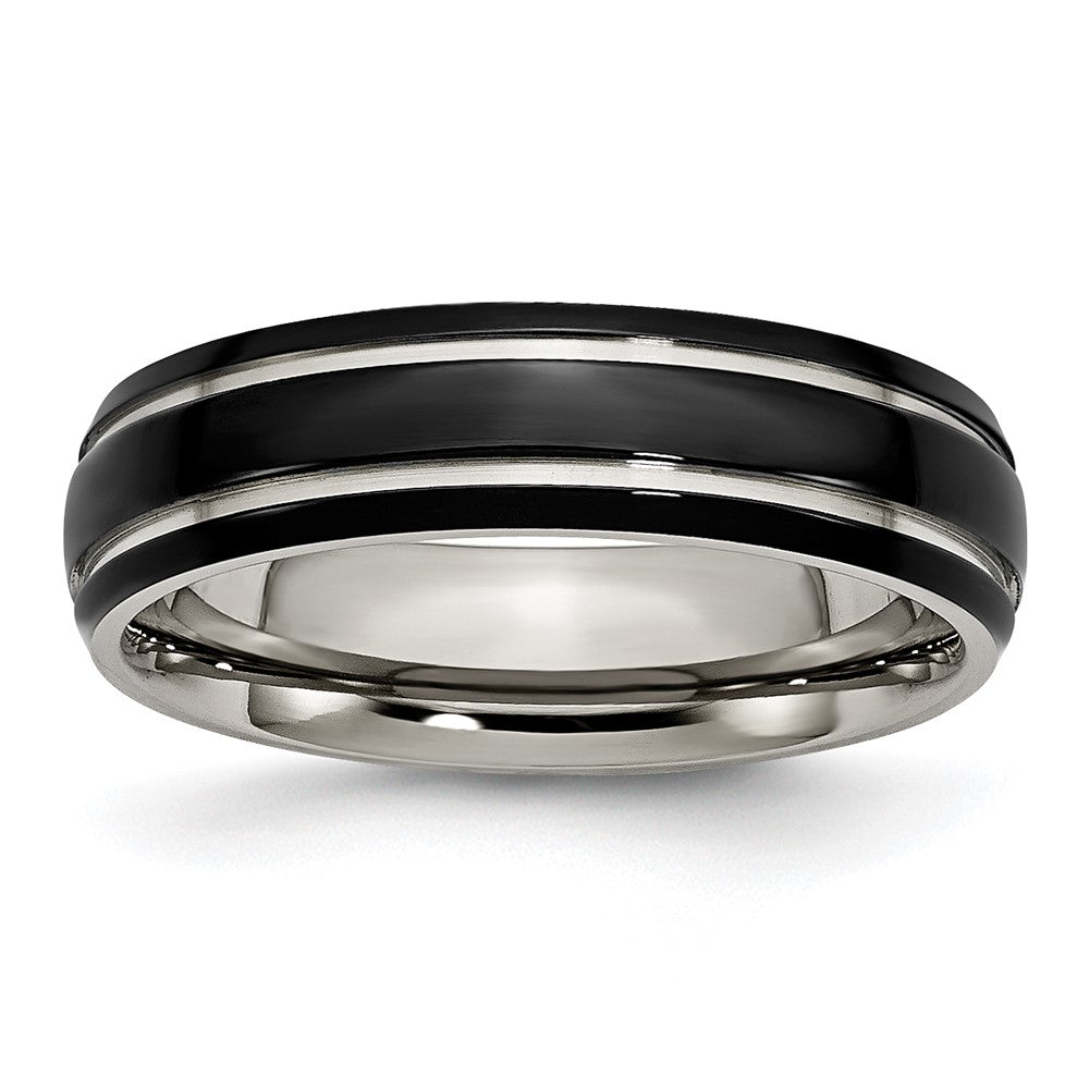 High-Quality 6mm Polished Black IP-Plated Titanium Band | Stylish Value Ring