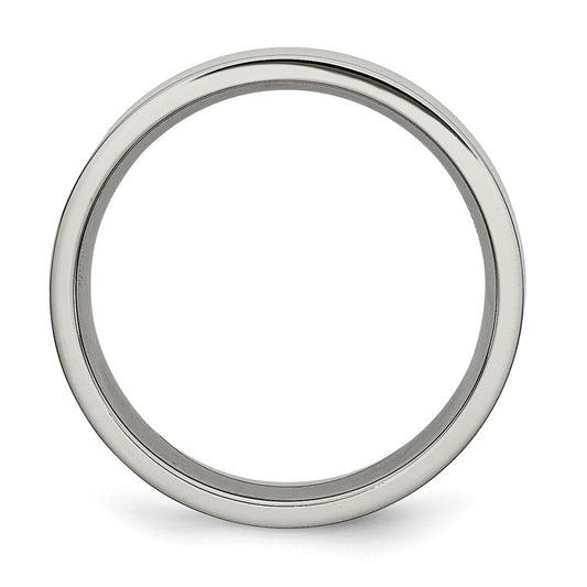 Buy High-Quality 6mm Polished Titanium Chisel Flat Band Ring - Stylish Value!