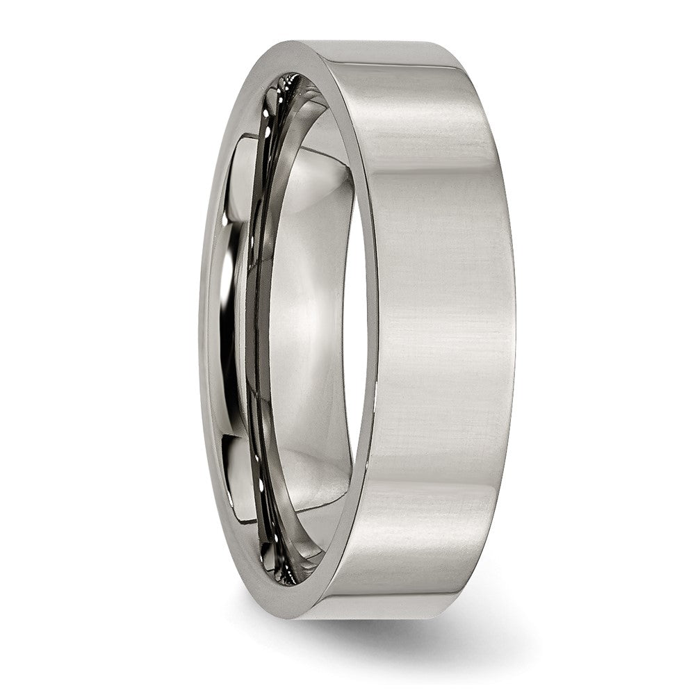 Buy Exclusive 6mm Polished Titanium Flat Band Ring - Affordable Luxury Style