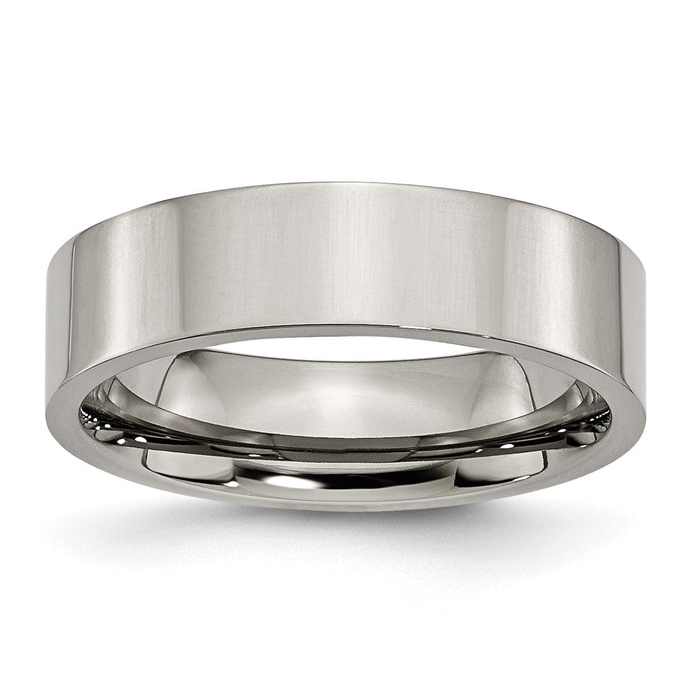 Buy Exclusive 6mm Polished Titanium Flat Band Ring - Affordable Luxury Style