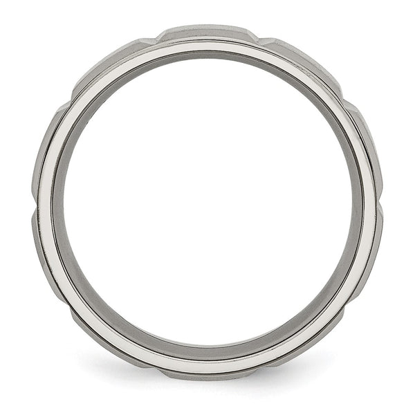 6mm Chisel Titanium Grooved Band - Satin Polished