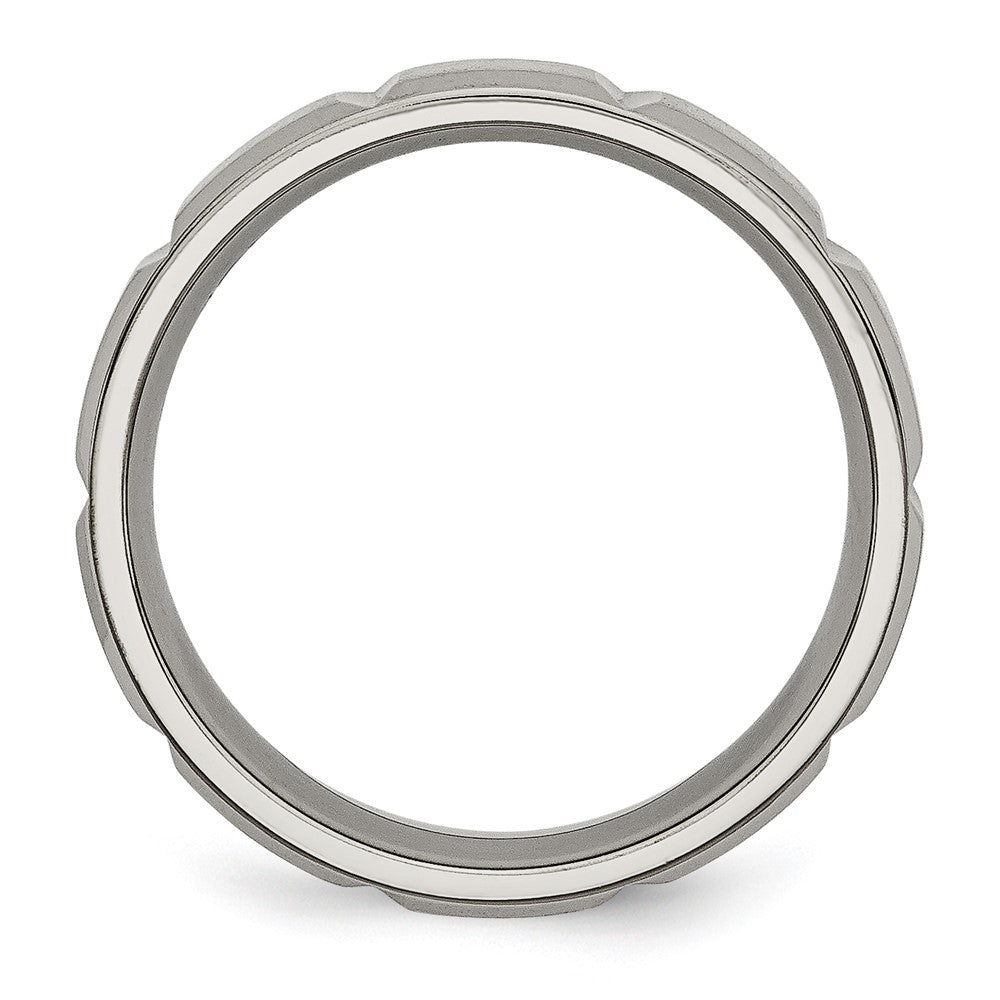 Buy Exclusive 6mm Chisel Grooved Band - Satin & Polished Titanium Value
