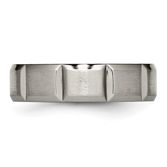 Buy 6mm Chisel Grooved Band in Satin & Polished Titanium - Stylish Value Ring-3