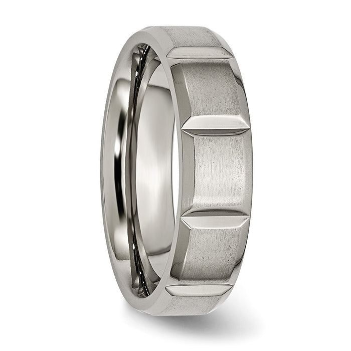 Buy Exclusive 6mm Chisel Grooved Band - Satin & Polished Titanium Value-4