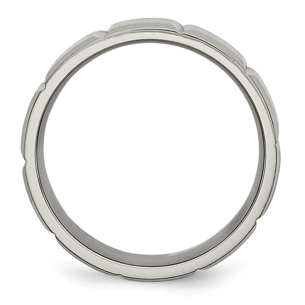 8mm Grooved Band in Satin & Polished Titanium