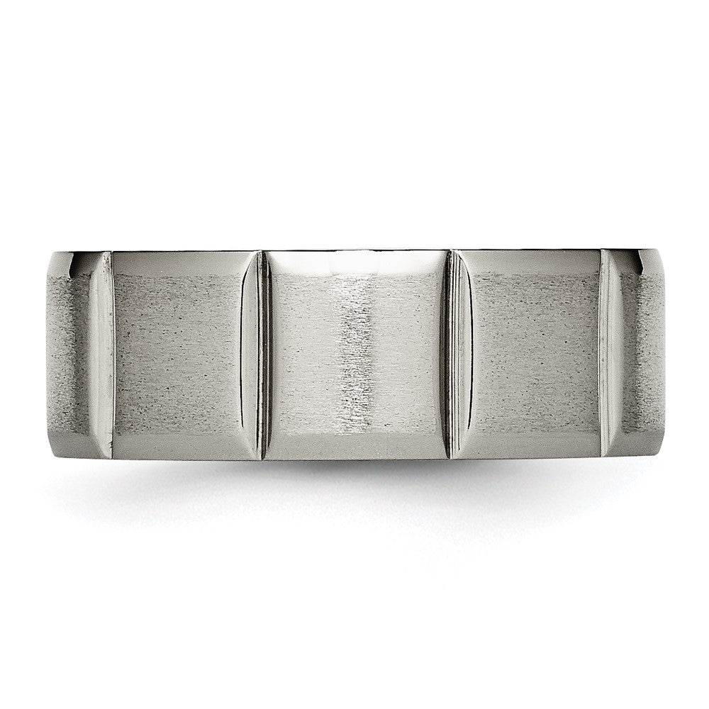 Buy Exclusive 8mm Grooved Band in Satin & Polished Titanium | Stylish Value