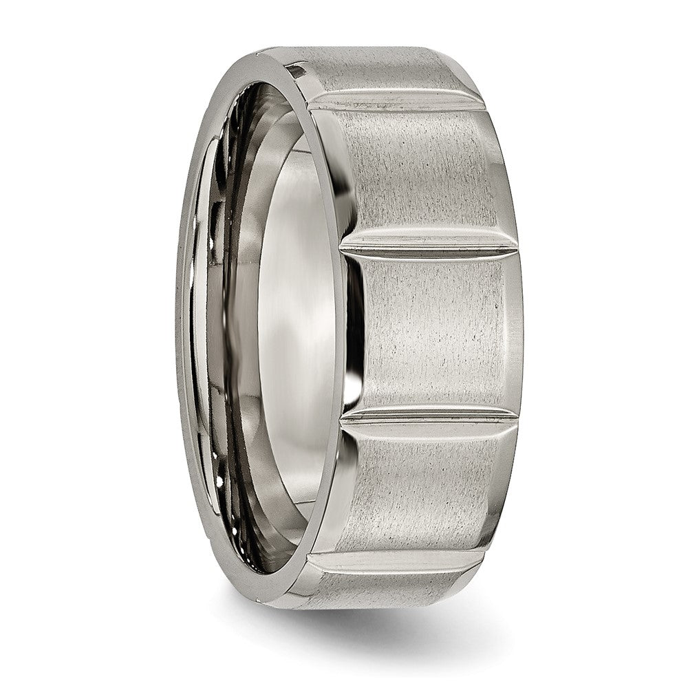 Buy Exclusive 8mm Grooved Band in Satin & Polished Titanium | Stylish Value