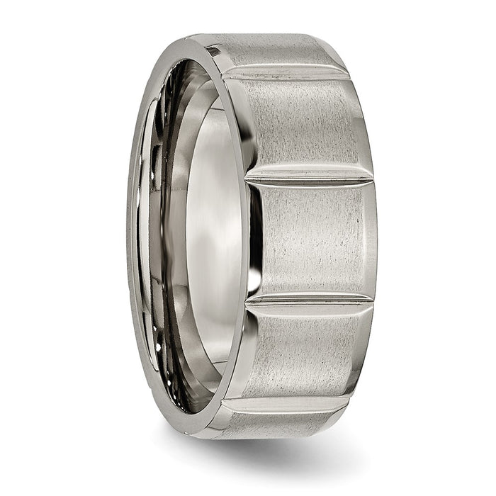 Buy Exclusive 8mm Grooved Band in Satin & Polished Titanium | Stylish Value-4