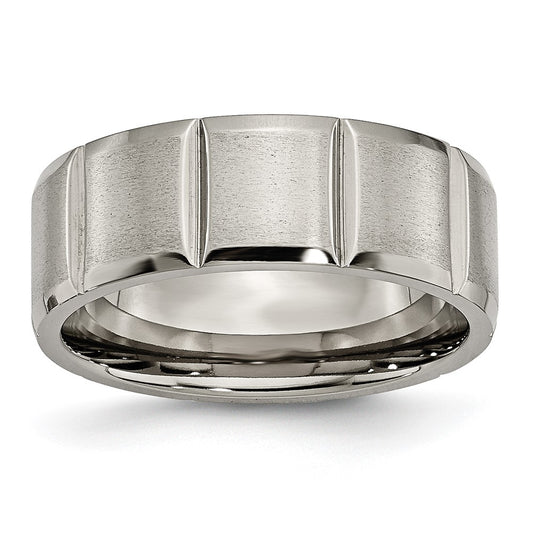 Buy Exclusive 8mm Grooved Band in Satin & Polished Titanium | Stylish Value