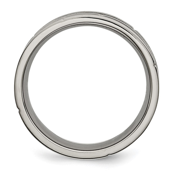 Buy High-Quality 8mm Chisel Titanium Band - Stylish Grooved Design, Affordable Price-2