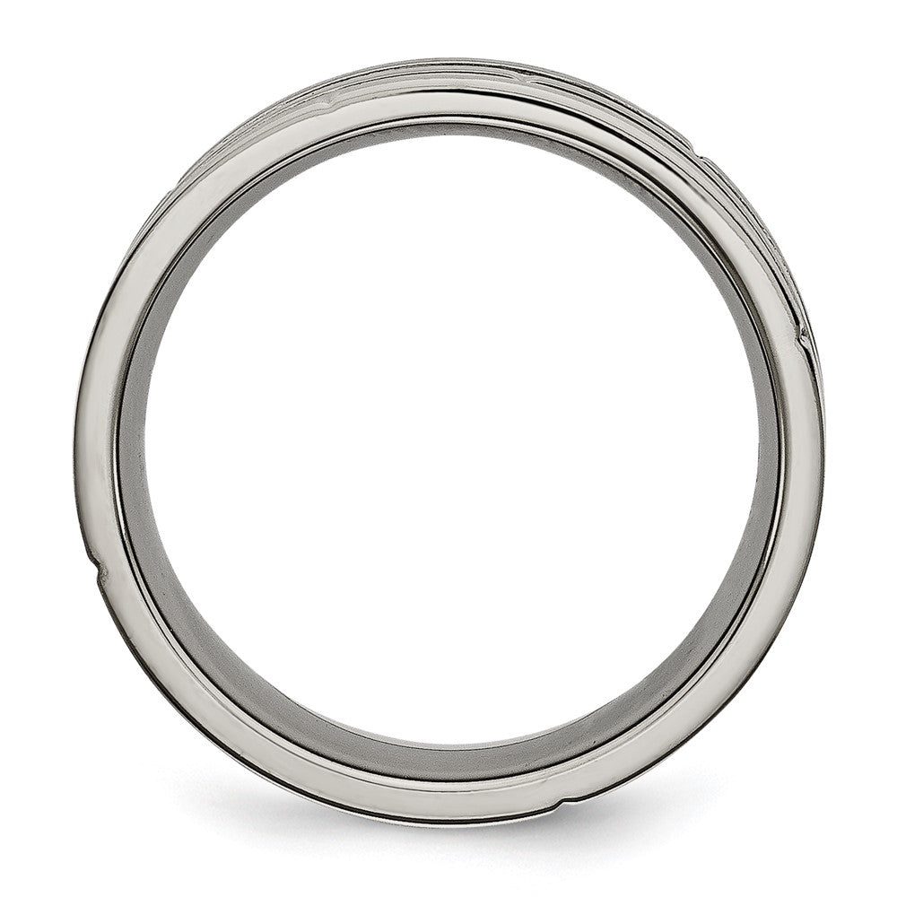 Buy 8mm Chisel Titanium Band - Stylish Polished & Satin Finish, Grooved Design