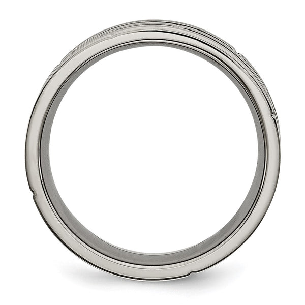 8mm Chisel Titanium Band - Polished Satin, Grooved
