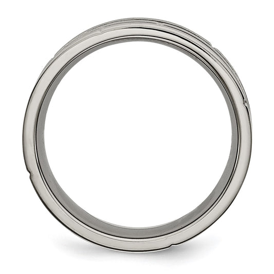 Buy 8mm Chisel Titanium Band - Stylish Polished & Satin Finish, Grooved Design