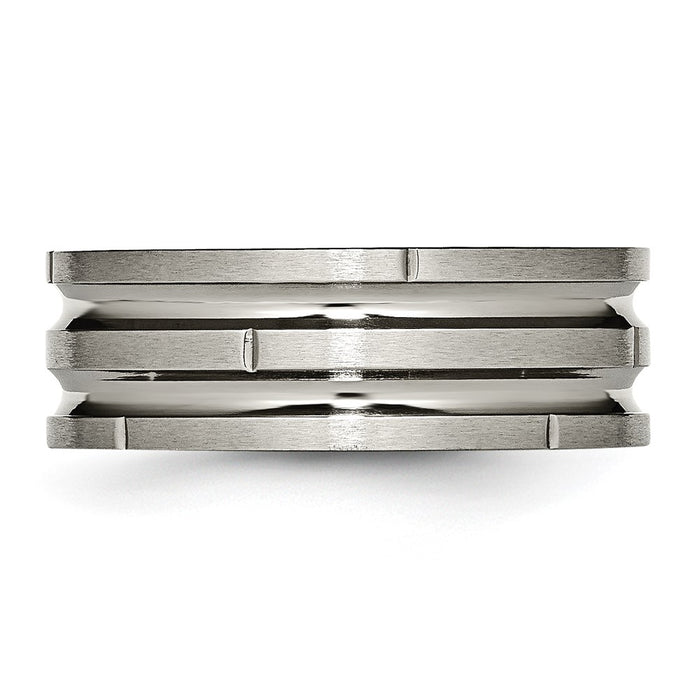 Buy High-Quality 8mm Chisel Titanium Band - Stylish Grooved Design, Affordable Price-3