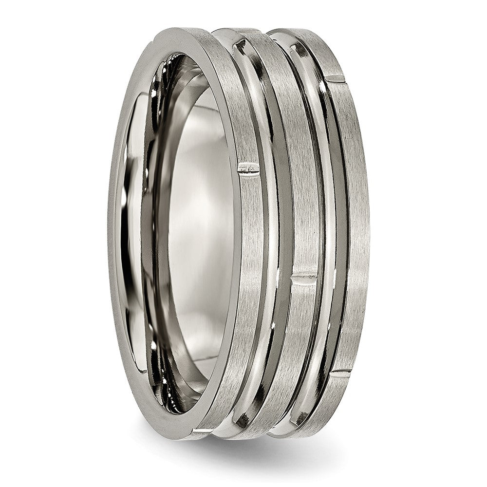 Buy 8mm Chisel Titanium Band - Stylish Polished & Satin Finish, Grooved Design
