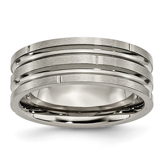 Buy Stylish 8mm Titanium Grooved Band - Polished & Satin Finish, Luxury Value