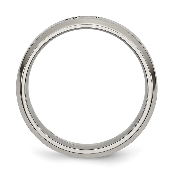 6mm Titanium Beveled Edge Chisel Band with Brushed Cross