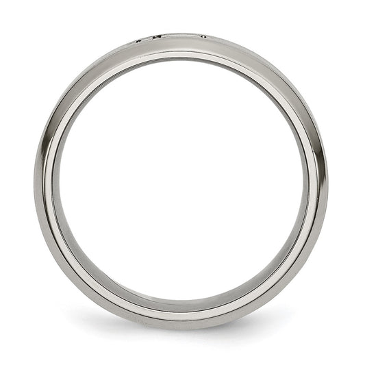 Buy Affordable 6mm Titanium Brushed Center Cross Design Chisel Band
