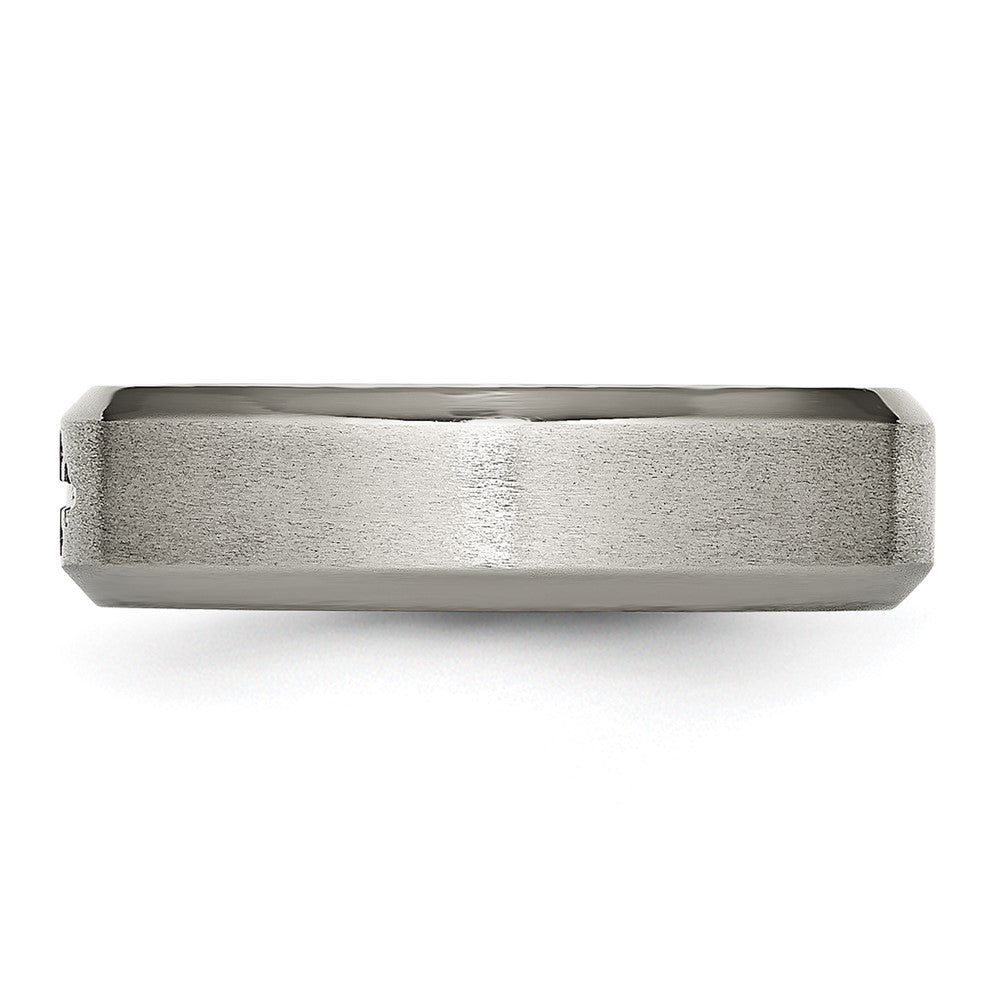 Buy Affordable 6mm Titanium Brushed Center Cross Design Chisel Band