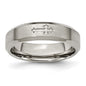 Buy Stylish 6mm Titanium Chisel Beveled Edge Band with Cross Design - Affordable!-14