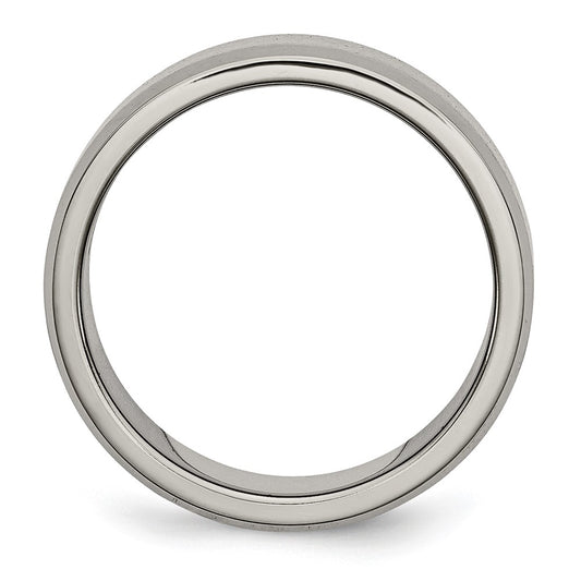 Buy Stylish Titanium Chisel 8mm Beveled Edge Band with Cross Design