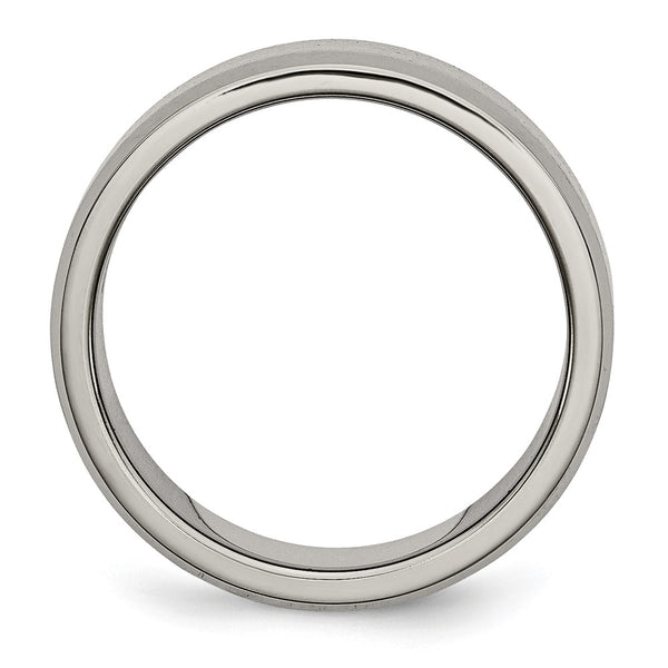 8mm Titanium Beveled Edge Band - Cross