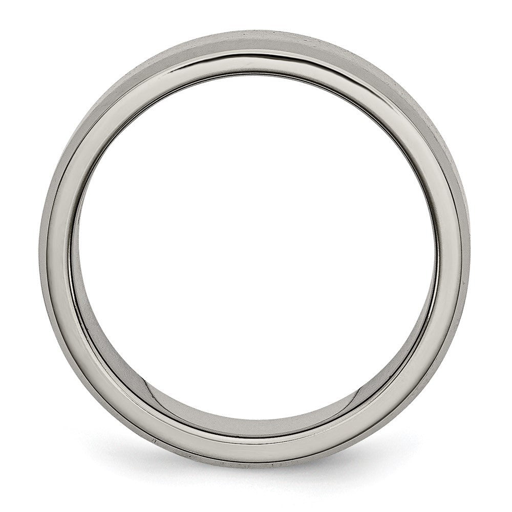 Buy Stylish 8mm Titanium Beveled Edge Chisel Band with Brushed Cross Design