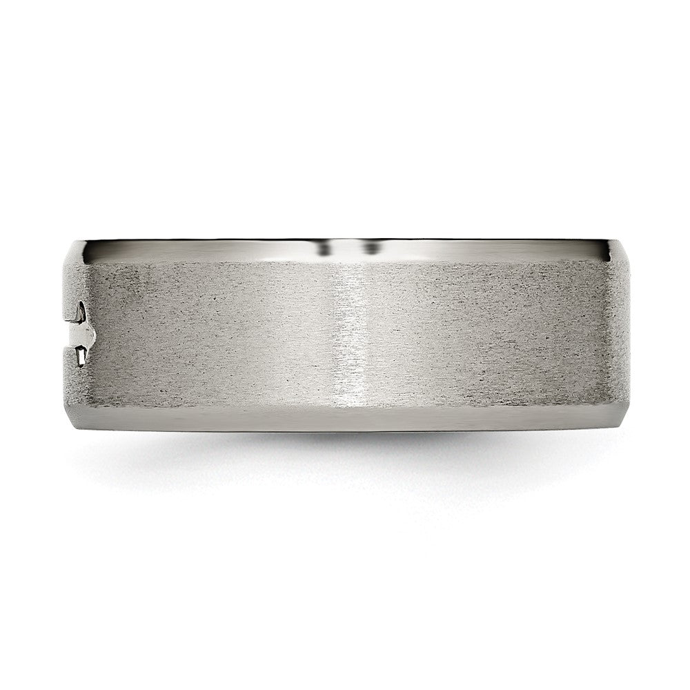Buy Stylish 8mm Beveled Edge Titanium Band with Brushed Center Design