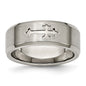 High-Quality Stylish Titanium 8mm Beveled Edge Band with Cross Design-3