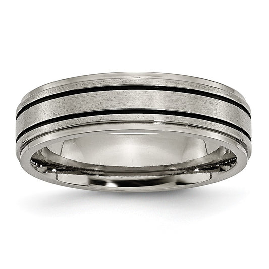 Buy Exclusive 6mm Titanium Chisel Band | Stylish Brushed Center, Black Enamel