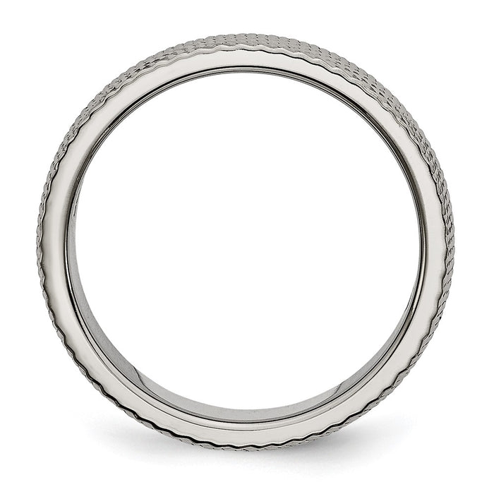High-Quality 6mm Chiseled Titanium Band - Stylish Polished & Textured Finish-2