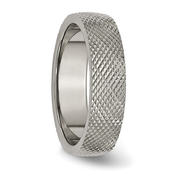 High-Quality 6mm Chiseled Titanium Band - Stylish Polished & Textured Finish-4