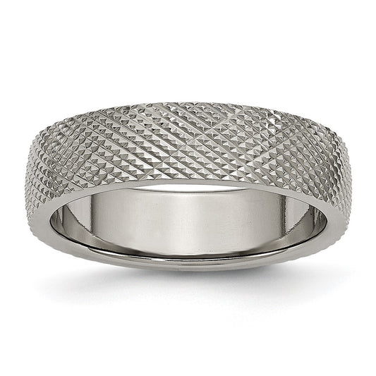 Buy Exclusive 6mm Chiseled Titanium Band - Stylish Polished & Textured Finish