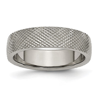 Exclusive Chiseled Titanium 6mm Band - Stylish Polished & Textured Finish