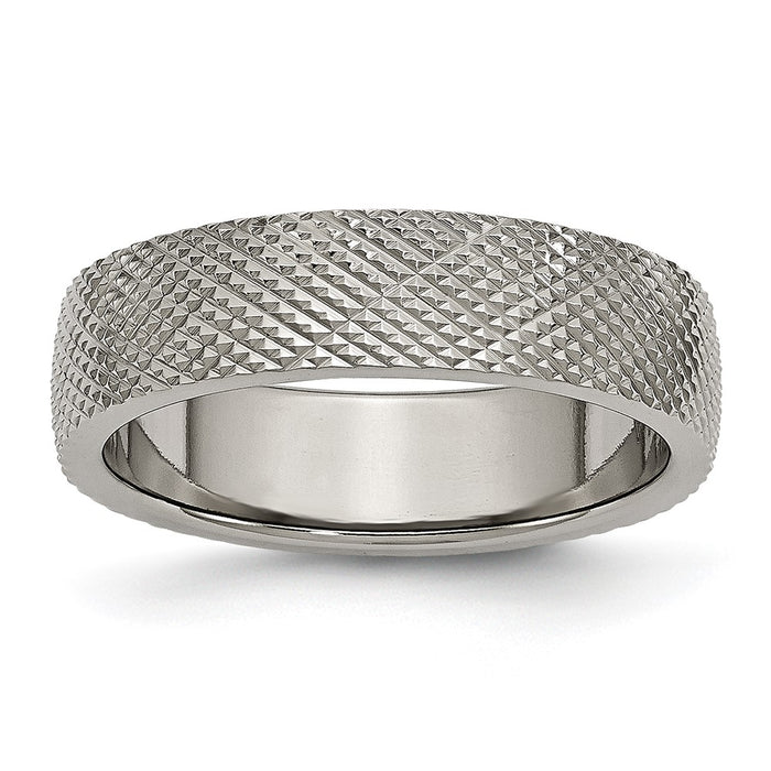 High-Quality 6mm Chiseled Titanium Band - Stylish Polished & Textured Finish-1