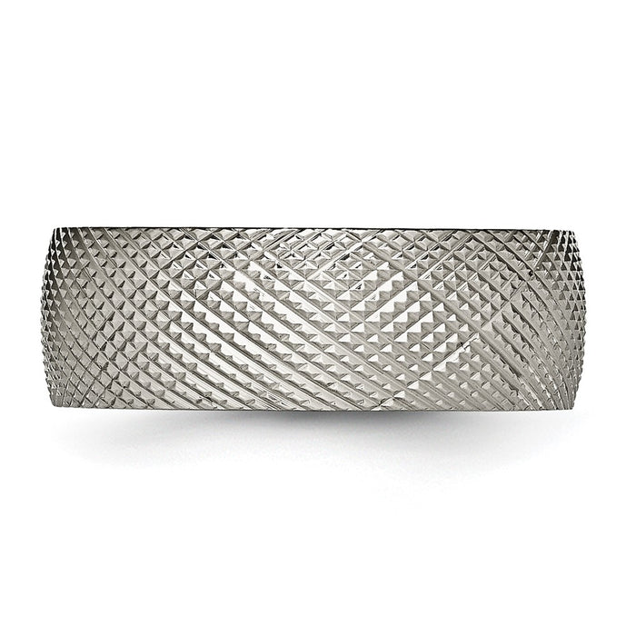 Buy Exclusive 8mm Chiseled Titanium Band - Stylish Polished & Textured Finish-3