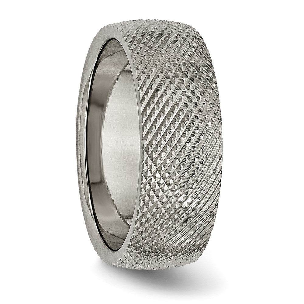Buy Exclusive 8mm Chiseled Titanium Band - Stylish Polished & Textured Finish