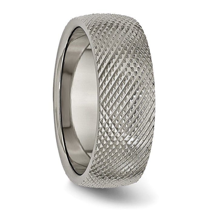 Buy Exclusive 8mm Chiseled Titanium Band - Stylish Polished & Textured Finish-4