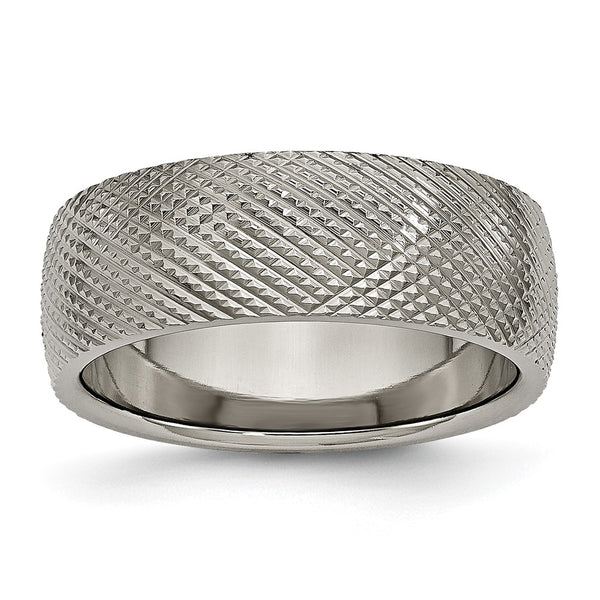 Chisel 8mm Polished & Textured Titanium Band