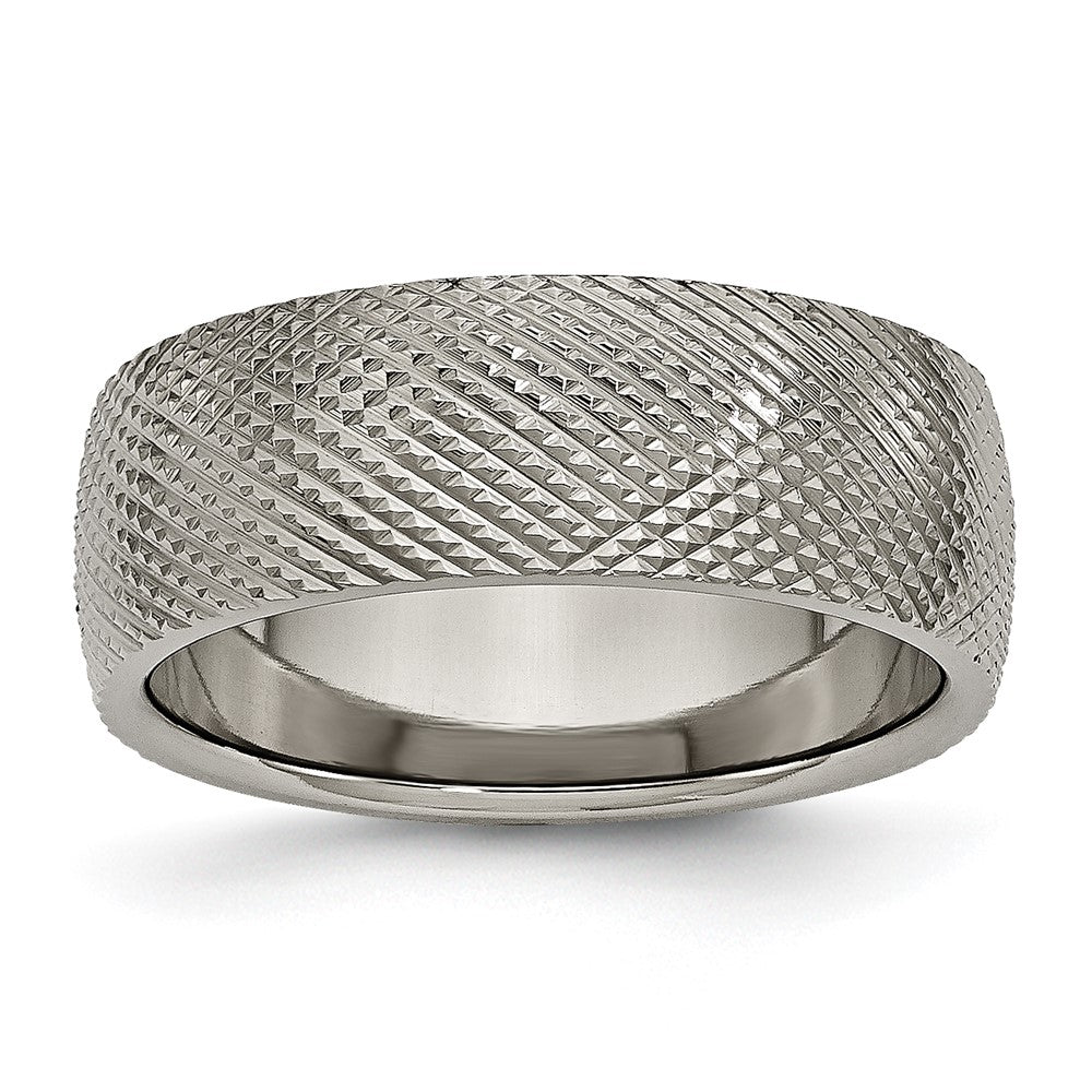Buy Exclusive 8mm Chiseled Titanium Band - Stylish Polished & Textured Finish