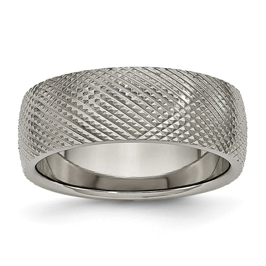 Buy Exclusive 8mm Chiseled Titanium Band - Stylish Polished & Textured Finish