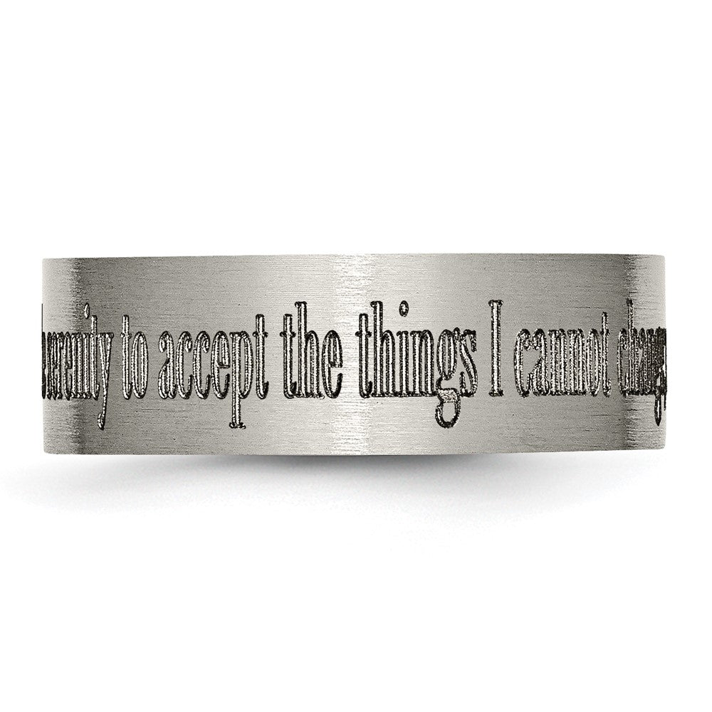 Buy Luxury Titanium Brushed 8mm Flat Band with Serenity Prayer Engraving