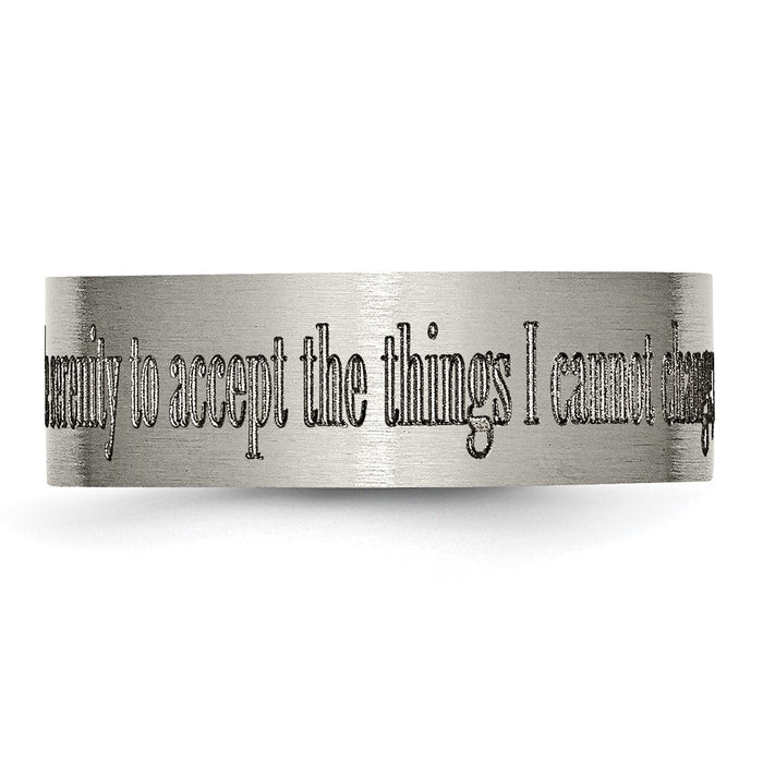 High-Quality 8mm Titanium Flat Band with Serenity Prayer - Stylish & Affordable-3