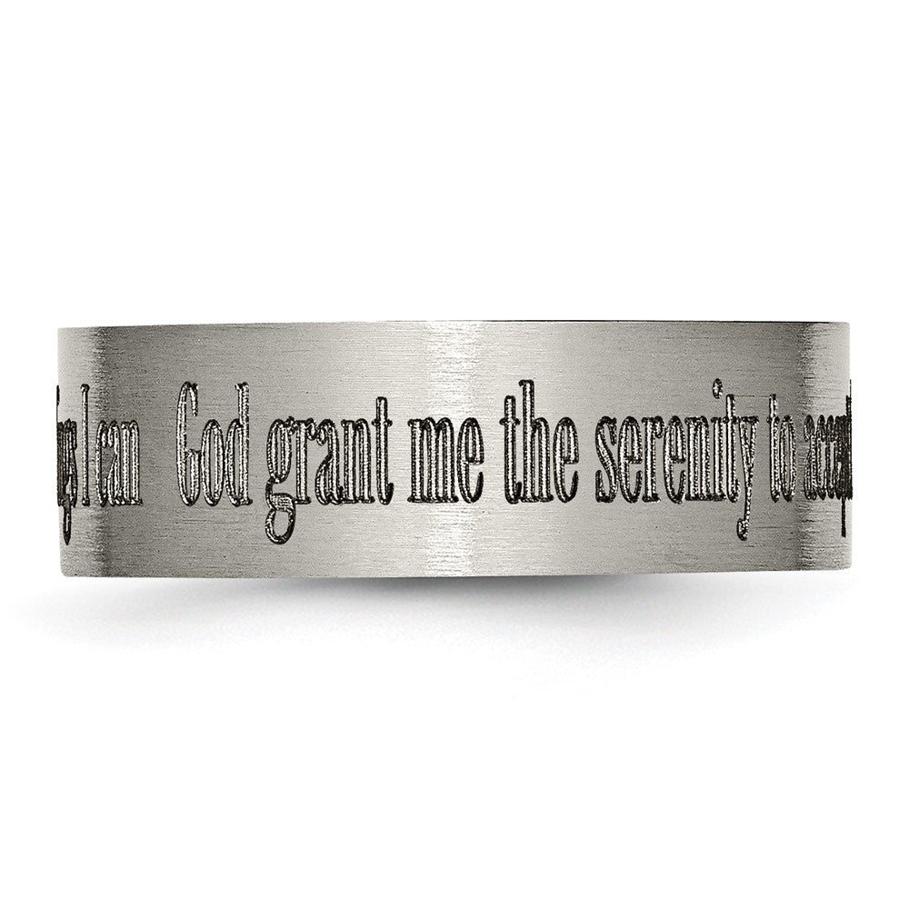 High-Quality 8mm Chiseled Titanium Flat Band with Serenity Prayer - Stylish Value